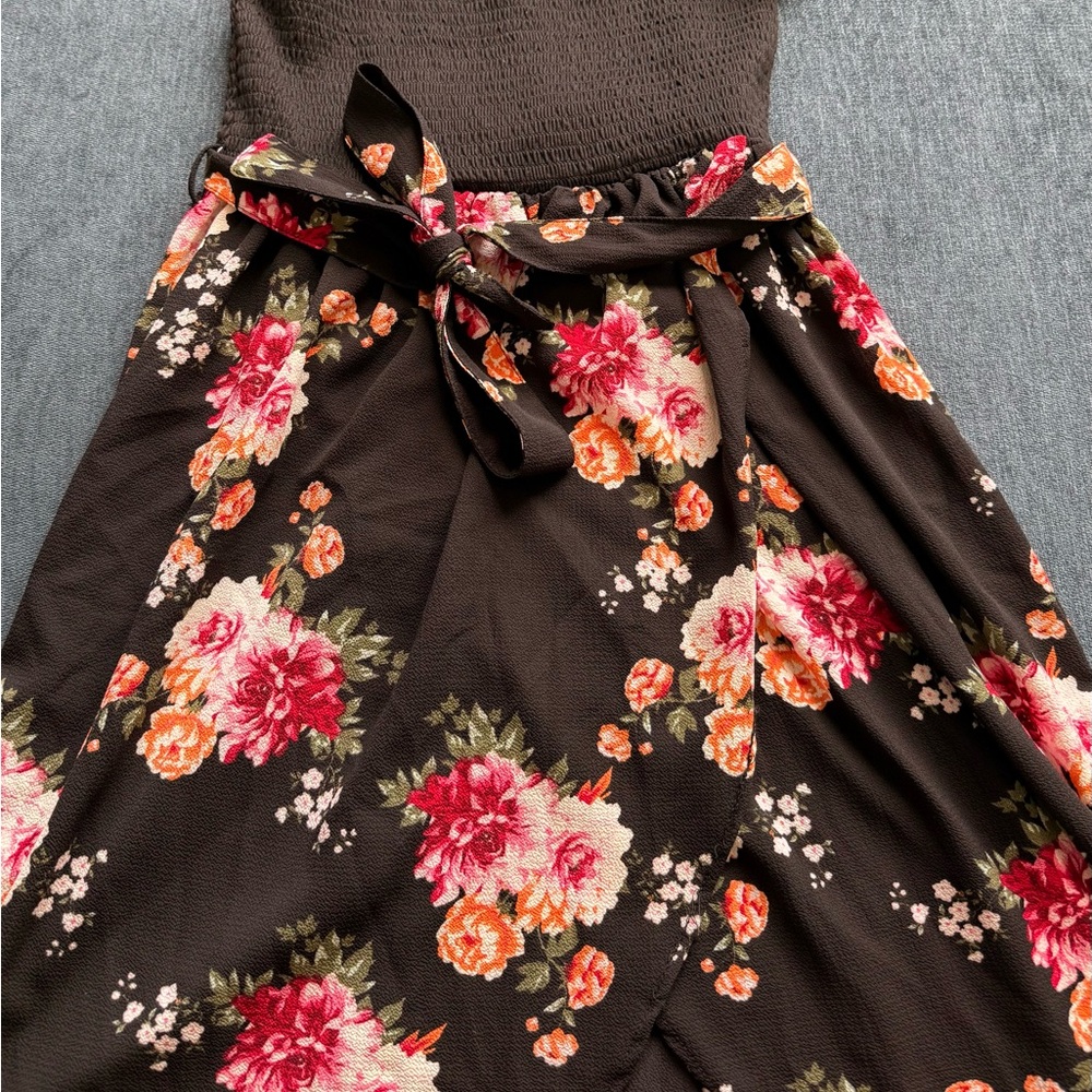 Floral Wrap Skirt with Bow Tie